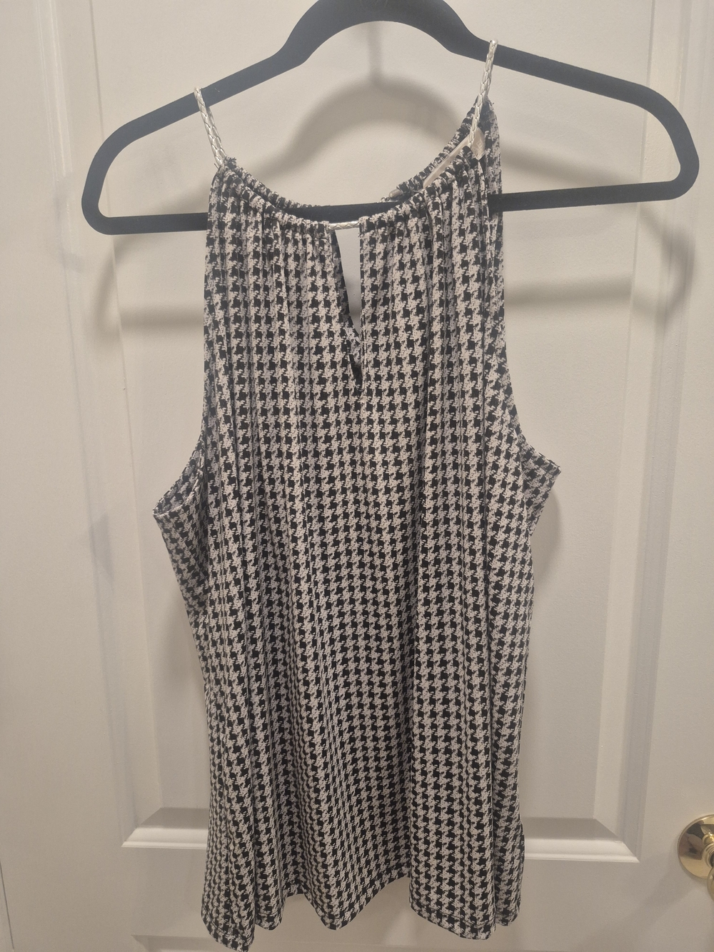 MICHAEL Michael Kors Black and White Houndstooth Halter Top